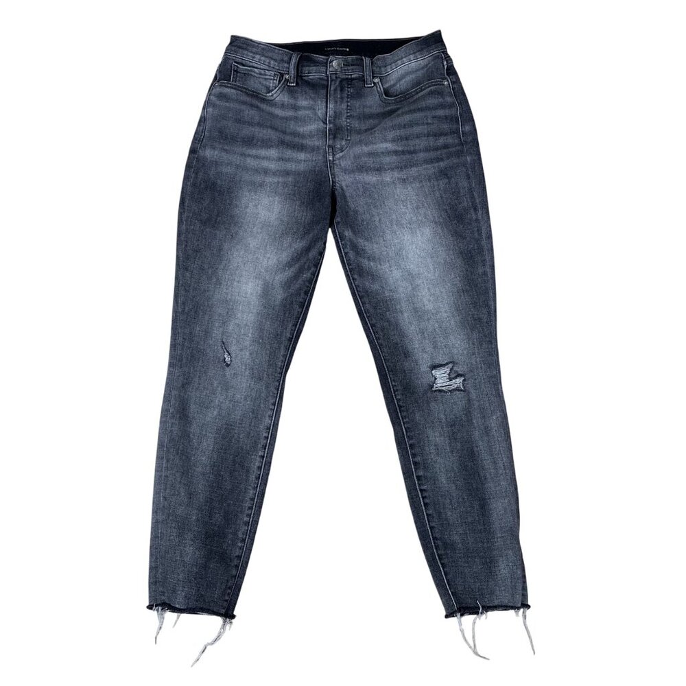 Lucky Brand Jeans Womens 10 High Rise Bridgette Skinny Raw Hem Distressed